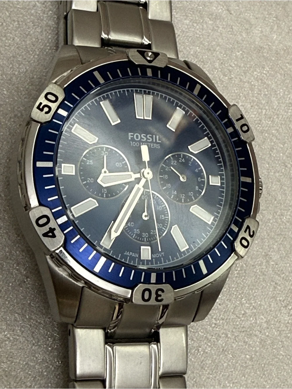 Fossil Garrett Chronograph Stainless Steel Blue Dial Men's Watch FS5623